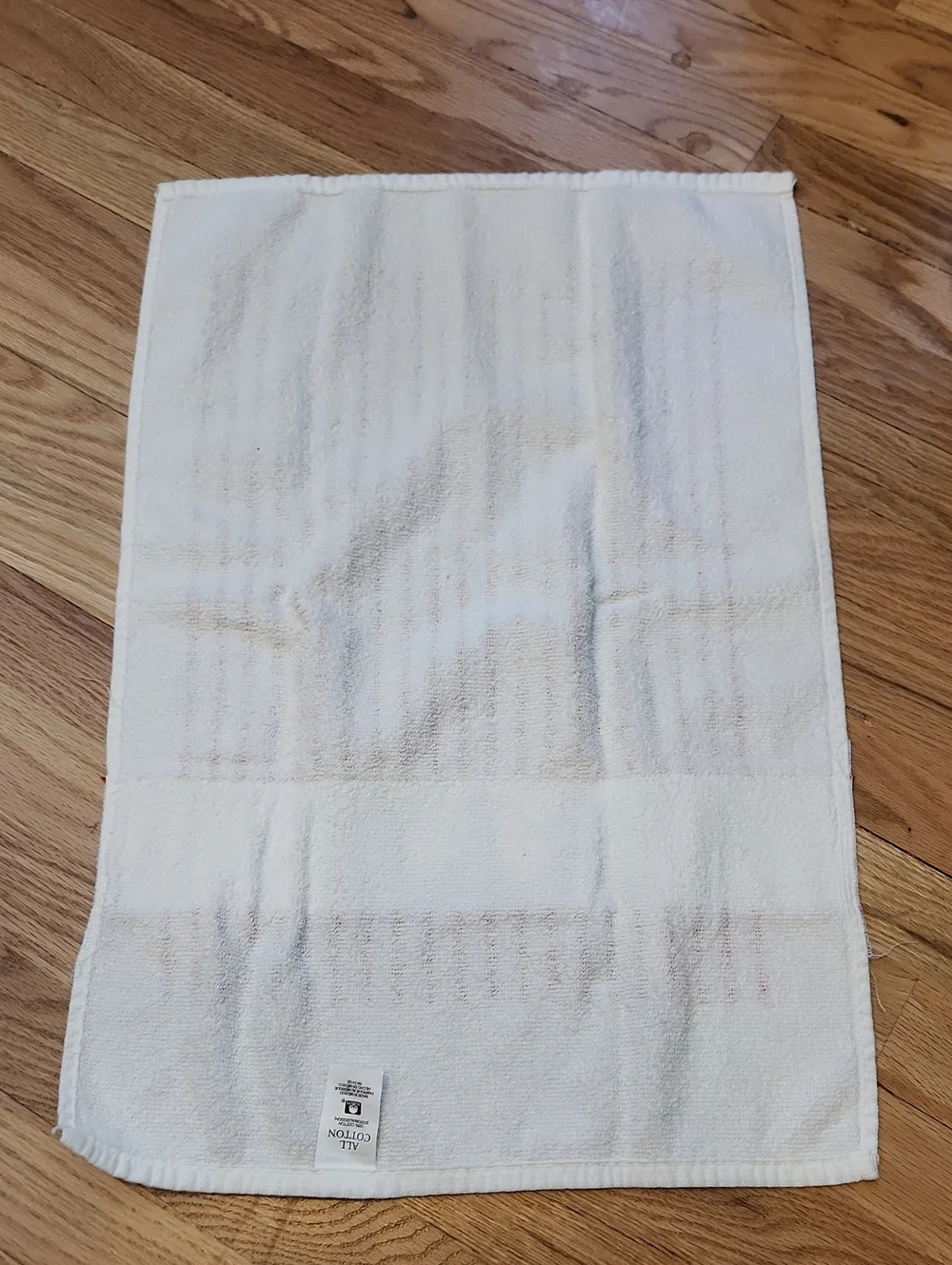 Striped Red & White Kitchen Towel with Embroidered Lighthouses Handmade